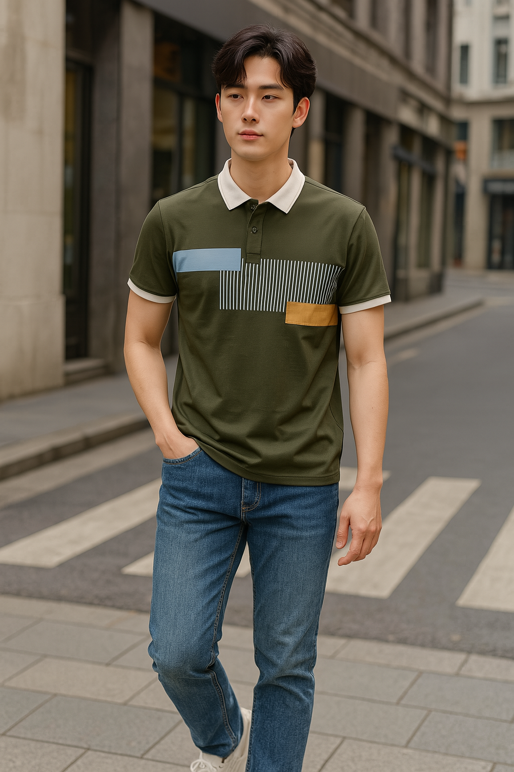 Áo Thun Nam Cổ Bẻ Họa Tiết Sọc Dọc Có Viền Bo Tay Áo (Có Size 3XL) Áo Thun Nam Cổ Bẻ Họa Tiết Sọc Dọc Có Viền Bo Tay Áo (Có Size 3XL)