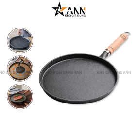 Chảo Gang Tròn Nguyên Khối Cán Gỗ Cao Cấp 20cm - CGTNK01