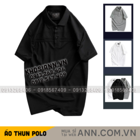 Áo Thun Nam Cổ Bẻ Thêu Logo Hình Con Sói Và Viền Bo Tay Áo Bền Đẹp (Có Size 3XL) - CS262