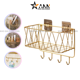 Kệ Sắt Treo Tường Đa Năng Để Đồ, Trang Trí Nhà Cửa Có Móc Cao Cấp - KSTT01