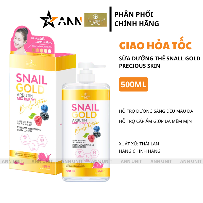 Sữa Dưỡng Thể Precious Skin Thái Lan Snail Gold Arbutin Mixed Berry Hỗ Trợ Dưỡng Sáng Da 500ml Sữa Dưỡng Thể Precious Skin Thái Lan Snail Gold Arbutin Mixed Berry Hỗ Trợ Dưỡng Sáng Da 500ml