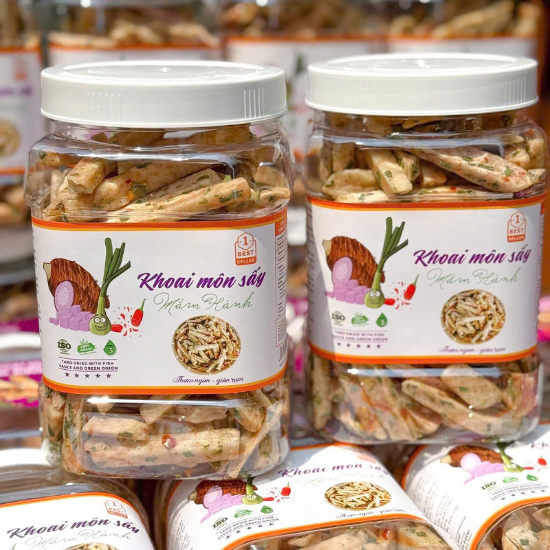 Khoai Môn Sấy Mắm Hành Thơm Ngon Hộp 500g Khoai Môn Sấy Mắm Hành Thơm Ngon Hộp 500g