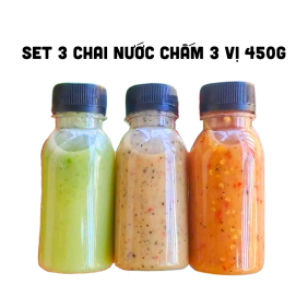 Set 3 Chai Nước Chấm 3 Vị 450g - Muối Ớt Xanh + Muối Tiêu + Muối Ớt Đỏ Thơm Ngon - S3CNC3V450G