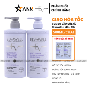 Combo Dầu Gội Xã Elvawell Màu Tím 500ml Hỗ Trợ Nuôi Dưỡng Tóc Suôn Mượt Và Phục Hồi Tóc - Tặng Gói Test Mini - CBELVAWELTIM