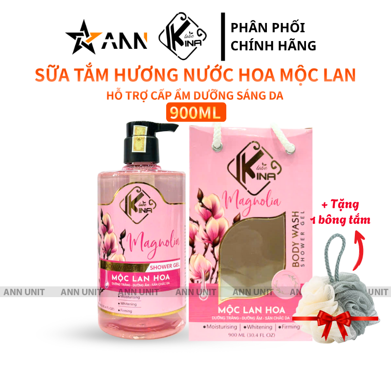 26494_20_20250722184607-4.png Sữa Tắm Kina Hương Nước Hoa Mộc Lan 900ml - Hỗ Trợ Cấp Ẩm Dưỡng Sáng Da Mịn Màng - Tặng Kèm 1 Bông Tắm - 8938527651271