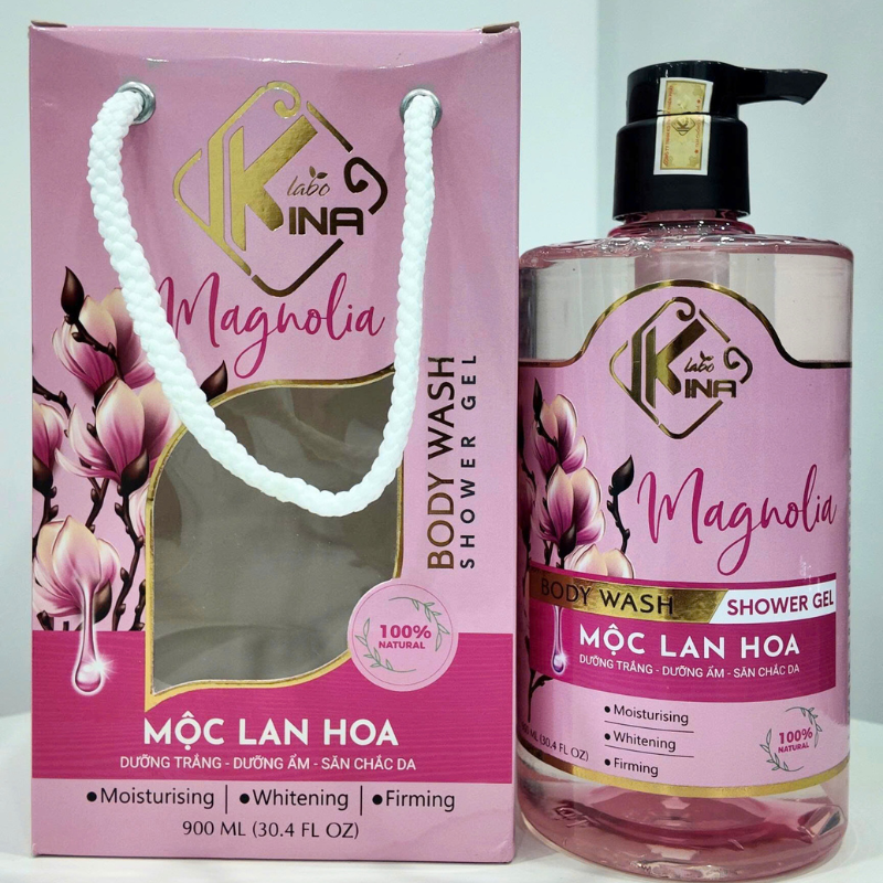 26494_37_20250729093755-2.png Sữa Tắm Kina Hương Nước Hoa Mộc Lan 900ml - Hỗ Trợ Cấp Ẩm Dưỡng Sáng Da Mịn Màng - Tặng Kèm 1 Bông Tắm - 8938527651271