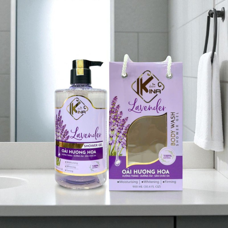 26499_31-photoroom-2_20250723110953-4.jpg Sữa Tắm Kina Hương Nước Hoa Oải Hương 900ml - Hỗ Trợ Cấp Ẩm Dưỡng Sáng Da Mịn Màng - Tặng Kèm 1 Bông Tắm - 8938527651264