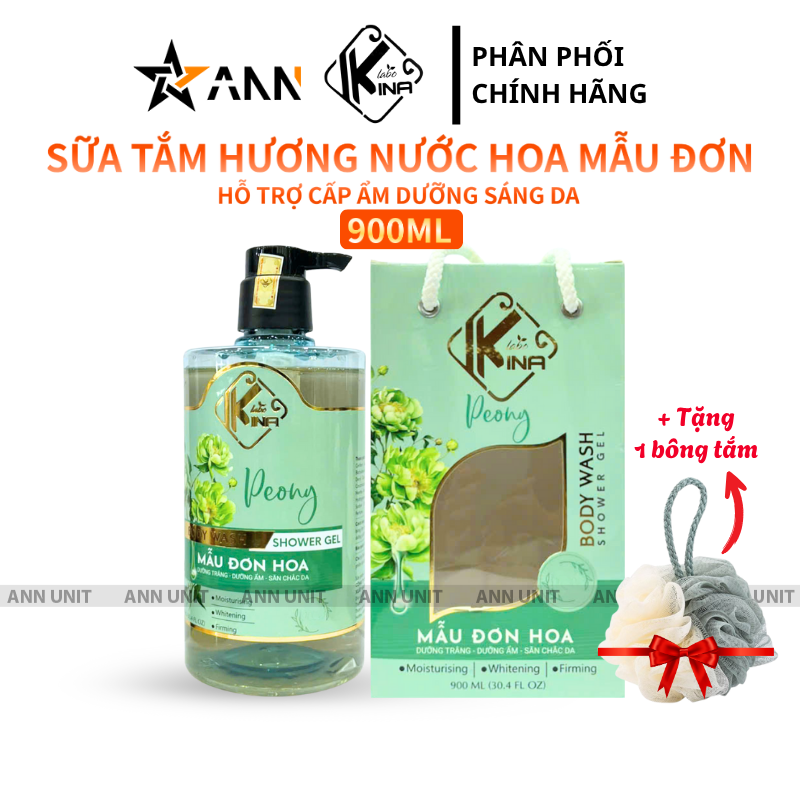 26501_19_20250723112231-4.png Sữa Tắm Kina Hương Nước Hoa Mẫu Đơn 900ml - Hỗ Trợ Cấp Ẩm Dưỡng Sáng Da Mịn Màng - Tặng Kèm 1 Bông Tắm - 8938527651295