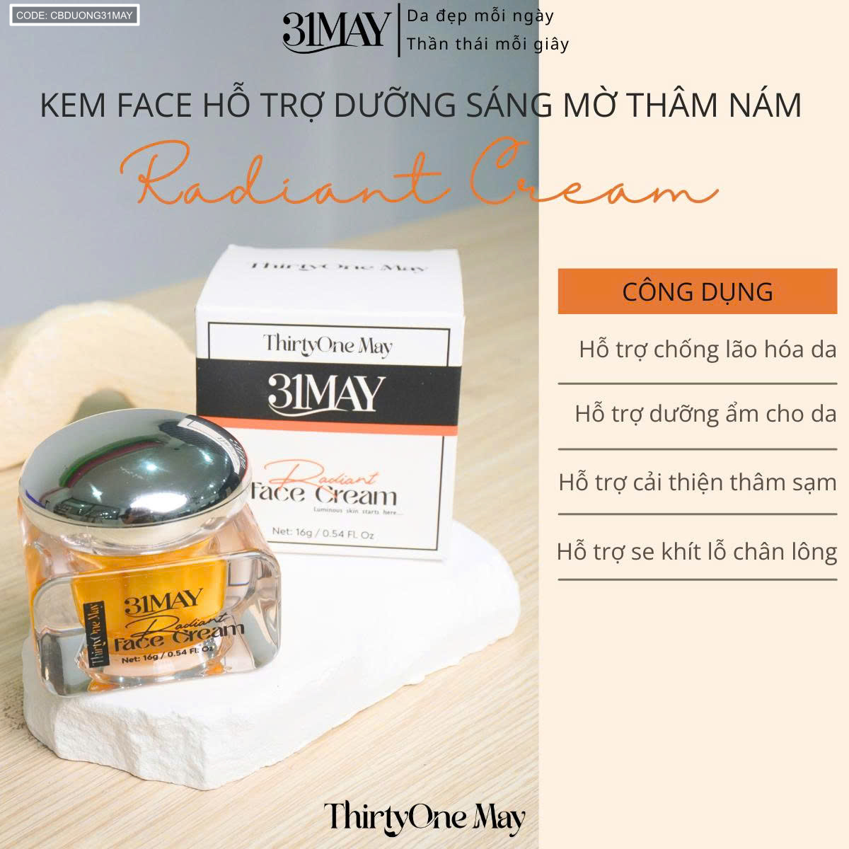 26559_z7091285206756-97fe2a86fa3833e864261d377146cef1_20251008224420-1.png Combo Kem Nám 31may - Serum 31May Luminous 15ml Và Kem Face Nám 31May Radiant 16g - Mỹ Phẩm Thirty One May - CBDUONG31MAY