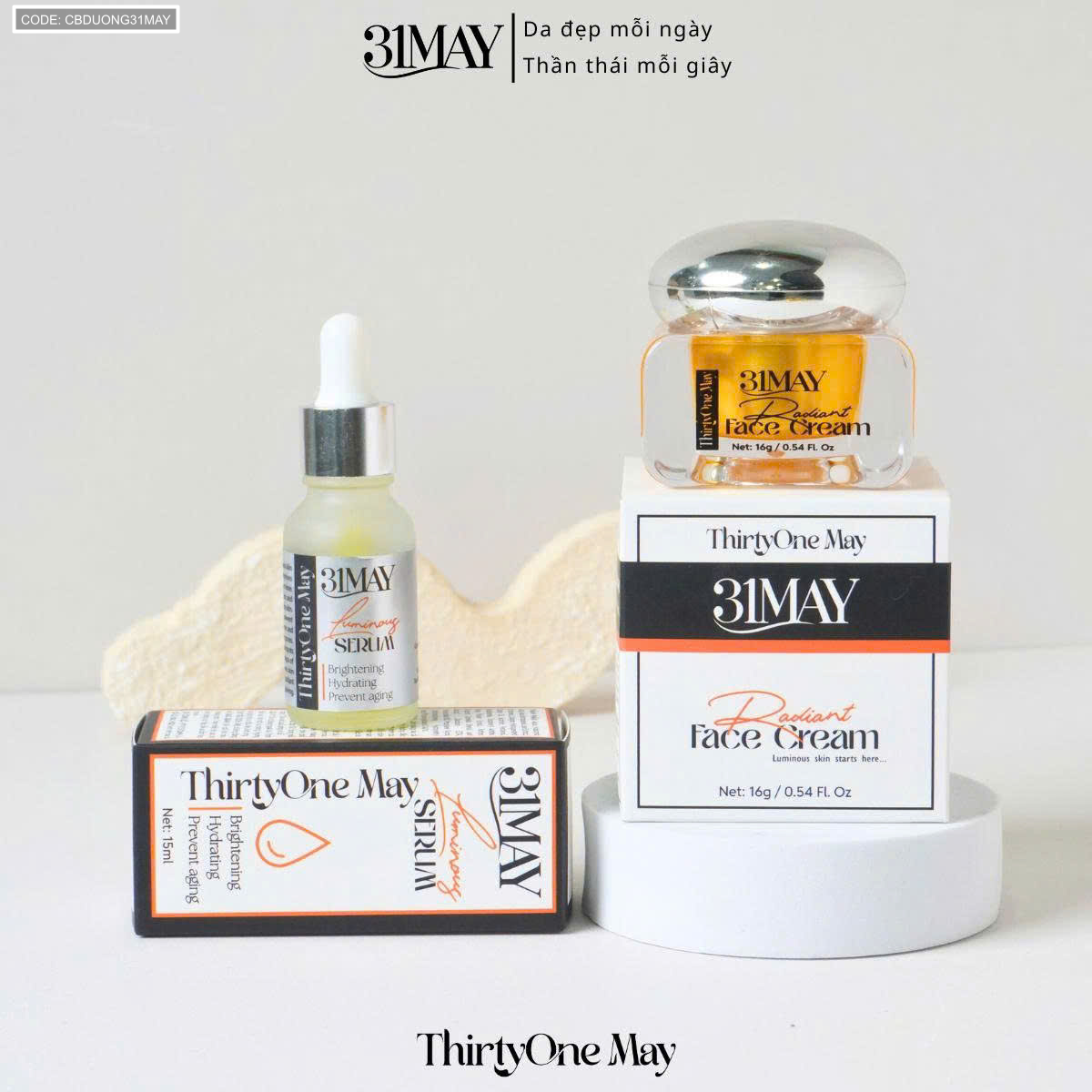 26559_z7095874626376-9c2667a83a5b566ead81cdd3a3f58b84_20251008224412-1.png Combo Kem Nám 31may - Serum 31May Luminous 15ml Và Kem Face Nám 31May Radiant 16g - Mỹ Phẩm Thirty One May - CBDUONG31MAY