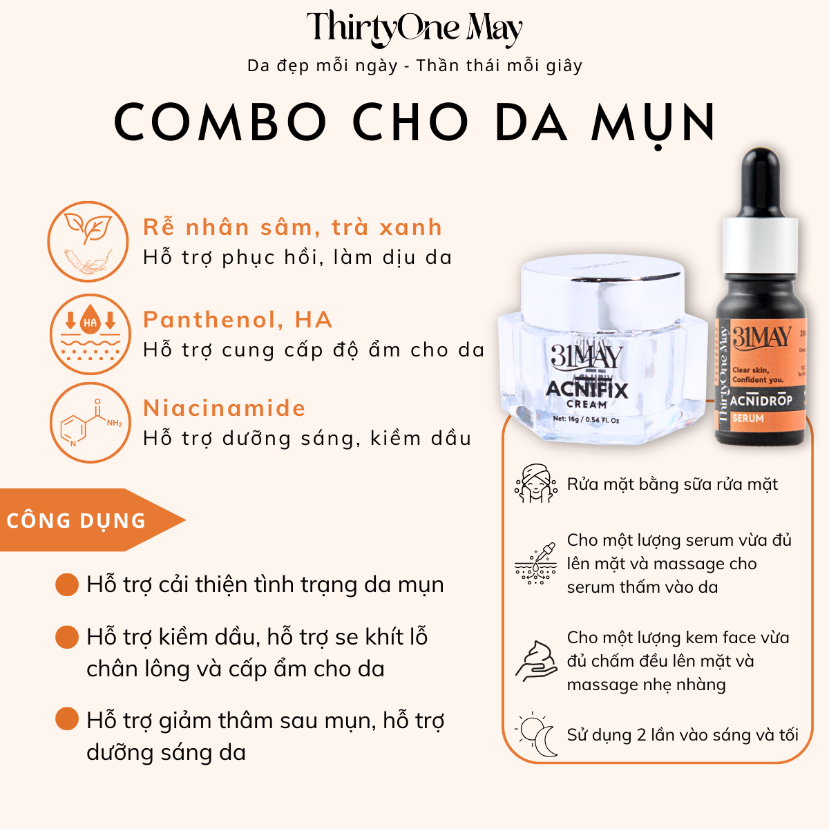 26560_15_20250821160714-5.png Combo Kem Mụn 31may Acnifix 15g & Serum Mụn 31may Acnidrop 10ml - Mỹ Phẩm Thirty One May - CBMUN31MAY