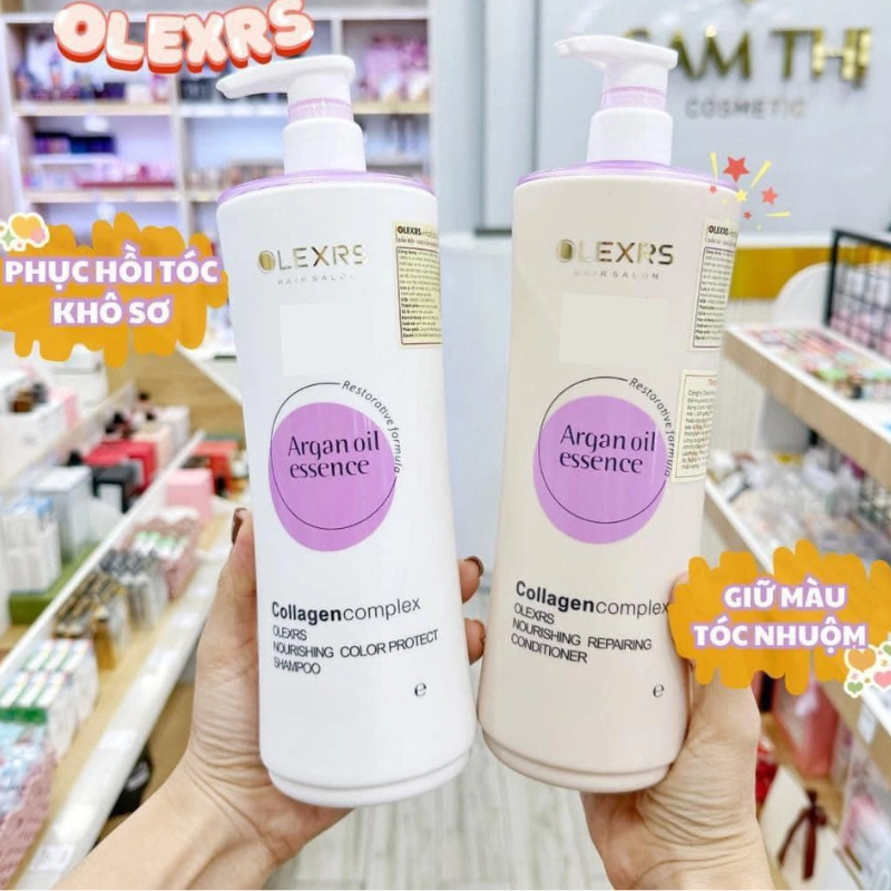 Nguồn sỉ combo Gội Xả Olexrs Argan Oil Essence Màu Tím 500ml