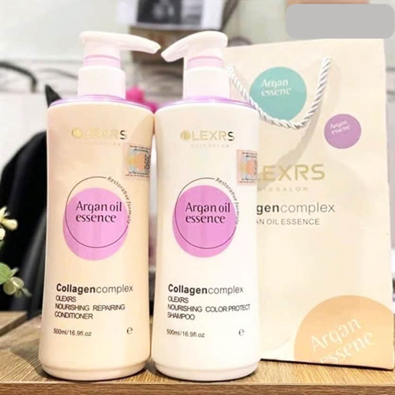 Nguồn sỉ combo Gội Xả Olexrs Argan Oil Essence Màu Tím 500ml