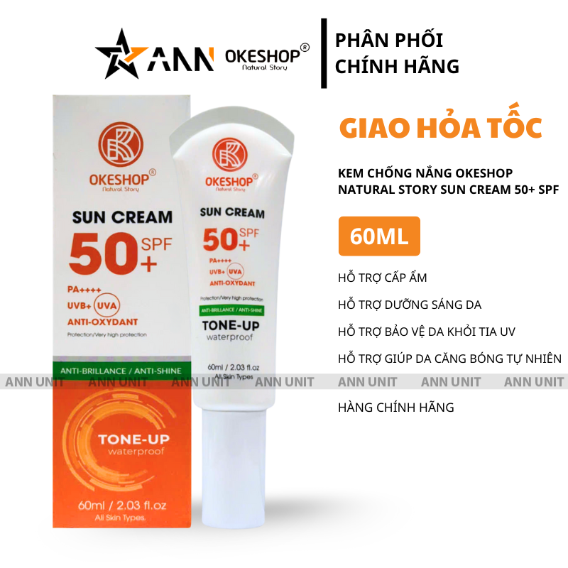 26706_1_20250905180431-1.png Kem Chống Nắng Okeshop Natural Story Sun Cream 50+ Spf Tone Up Waterproof Đài Loan 60ml - 4714710201331