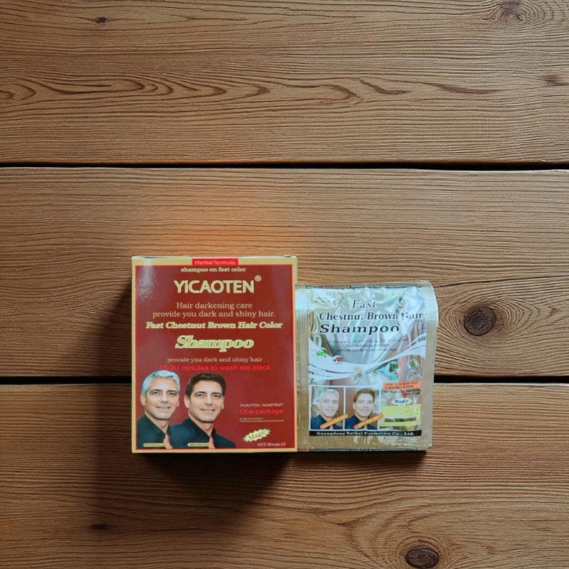 Dầu Gội Phủ Bạc Yicaoten Màu Nâu Hộp 10gói