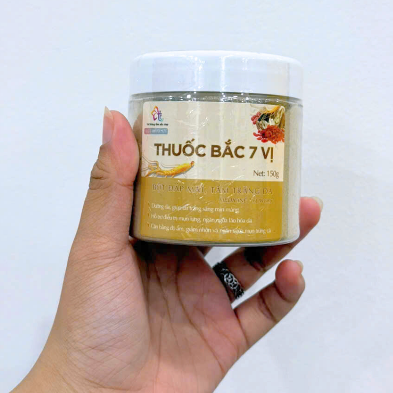 26806_77_20250929122352-1.png Bột Đắp Mặt Tắm Trắng Thuốc Bắc 7 Vị Da Nguyên Chất T&T Beauty 150g/Hộp - 8936148011535