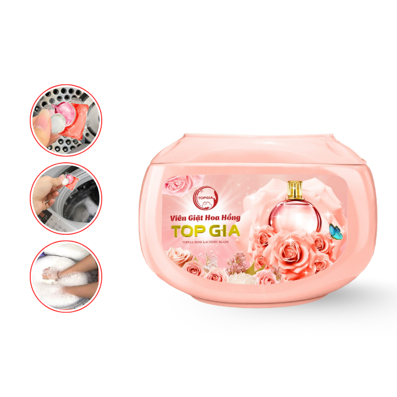 Viên Giặt Top Gia Hương Hoa Hồng - Hộp 40 Viên Giặt Quần Áo Viên Giặt Top Gia Hương Hoa Hồng - Hộp 40 Viên Giặt Quần Áo