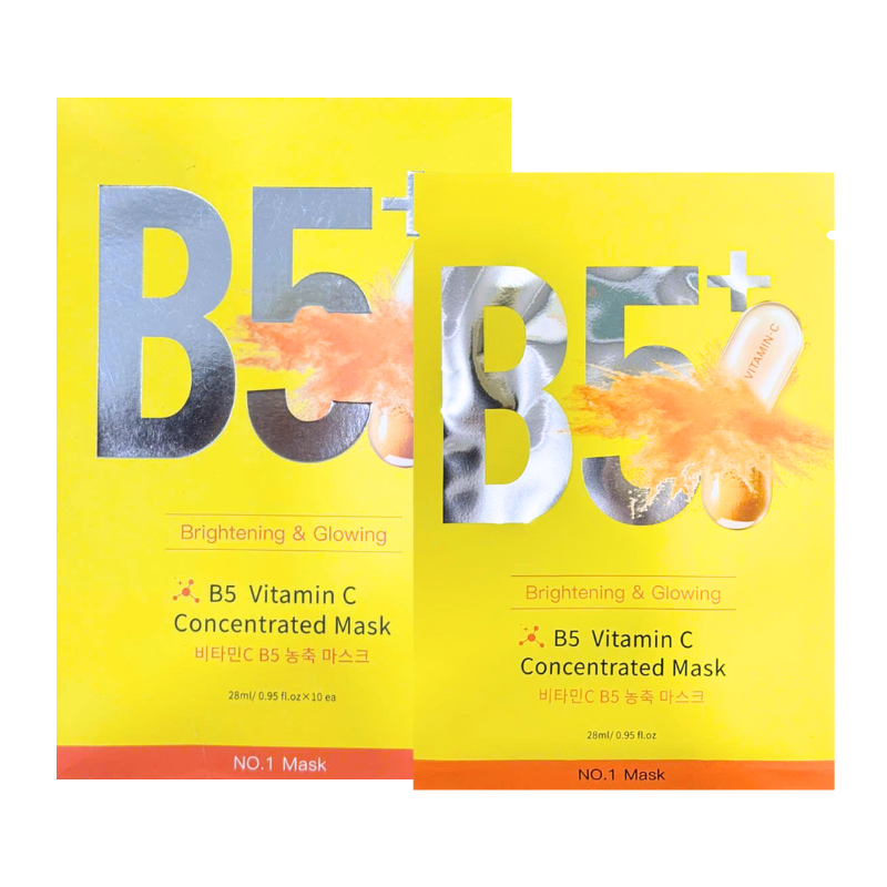 Nguồn sỉ hộp 10 Miếng Mặt Nạ Phục Hồi B5+ Vitamin C Concentrated Mask 28ml/Miếng - Màu Vàng Nguồn sỉ hộp 10 Miếng Mặt Nạ Phục Hồi B5+ Vitamin C Concentrated Mask 28ml/Miếng - Màu Vàng
