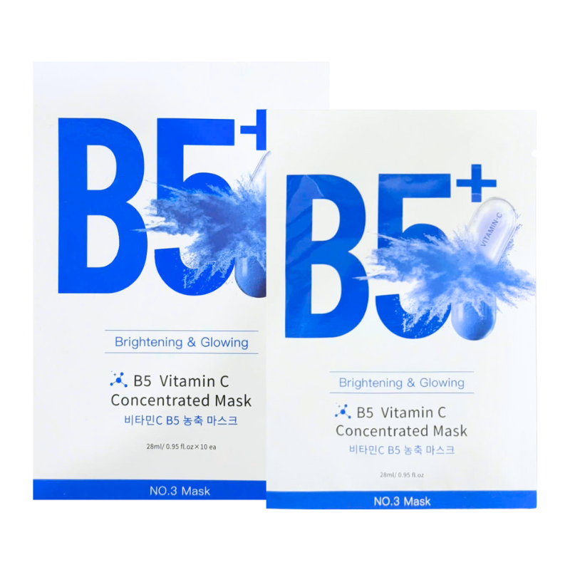 Hộp 10 Miếng Mặt Nạ Phục Hồi B5+ Vitamin C Concentrated Mask 28ml/Miếng - Màu Xanh Hộp 10 Miếng Mặt Nạ Phục Hồi B5+ Vitamin C Concentrated Mask 28ml/Miếng - Màu Xanh