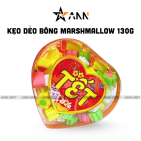 Kẹo Dẻo Bông Marshmallow 130g - Hộp Trái Tim Hộp Quà Tết 2026 - KDBMHTT130G