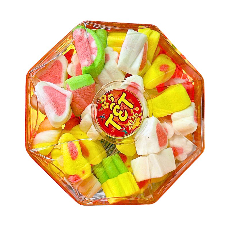 Kẹo Dẻo Bông Marshmallow 120g - Hộp Bát Giác Hộp Quà Tết 2026 Kẹo Dẻo Bông Marshmallow 120g - Hộp Bát Giác Hộp Quà Tết 2026