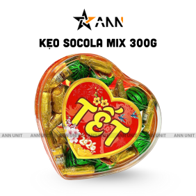Kẹo Socola Mix 300g - Hộp Trái Tim Hộp Quà Tết 2026 - KSMHTT300G