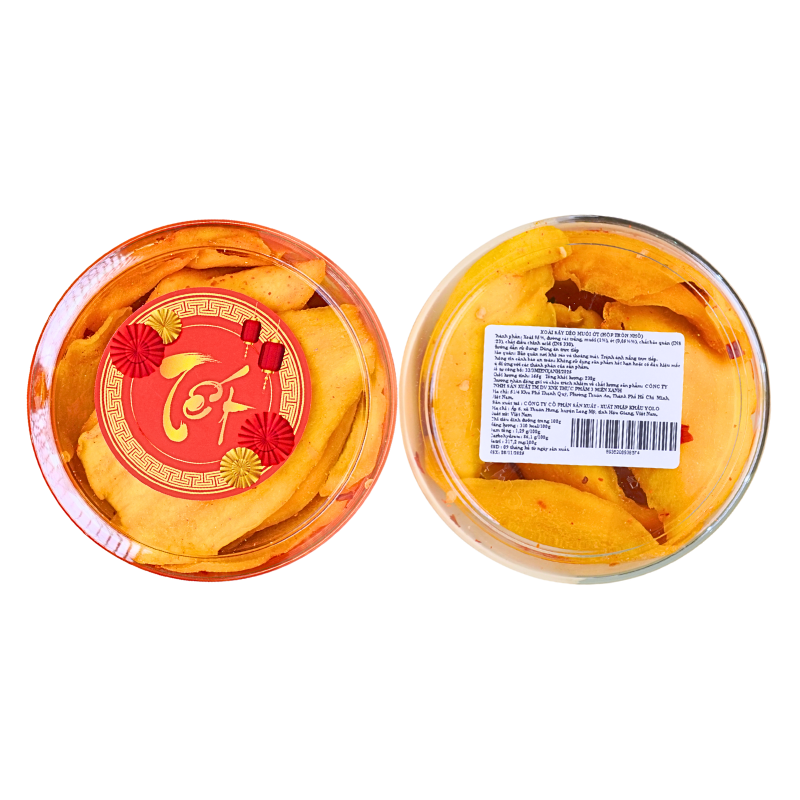 Xoài Sấy Dẻo Muối Ớt 230g Hộp Tròn Nhỏ Hộp Quà Tết 2026 Xoài Sấy Dẻo Muối Ớt 230g Hộp Tròn Nhỏ Hộp Quà Tết 2026