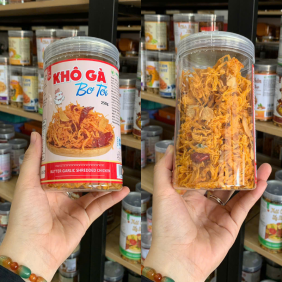 Khô Gà Bơ Tỏi Thơm Ngon 250g - Hũ Pet - KGBTHP250G