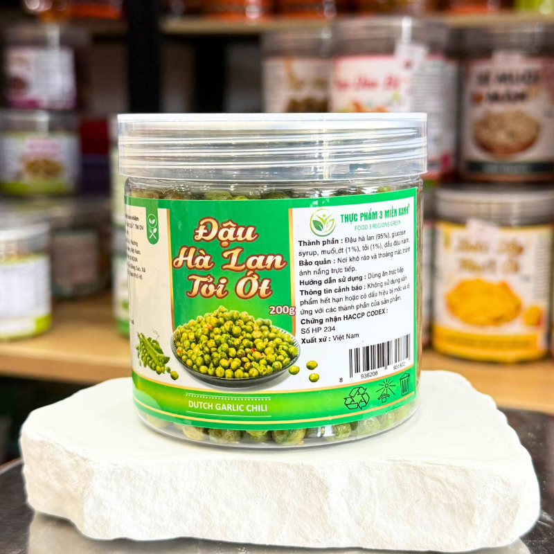 Đậu Hà Lan Tỏi Ớt Mini Thơm Ngon 200g - Hộp Pet Đậu Hà Lan Tỏi Ớt Mini Thơm Ngon 200g - Hộp Pet