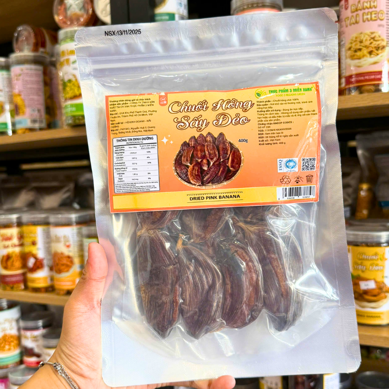Chuối Hồng Sấy Dẻo Thơm Ngon 400g - Túi Zip Bạc Chuối Hồng Sấy Dẻo Thơm Ngon 400g - Túi Zip Bạc