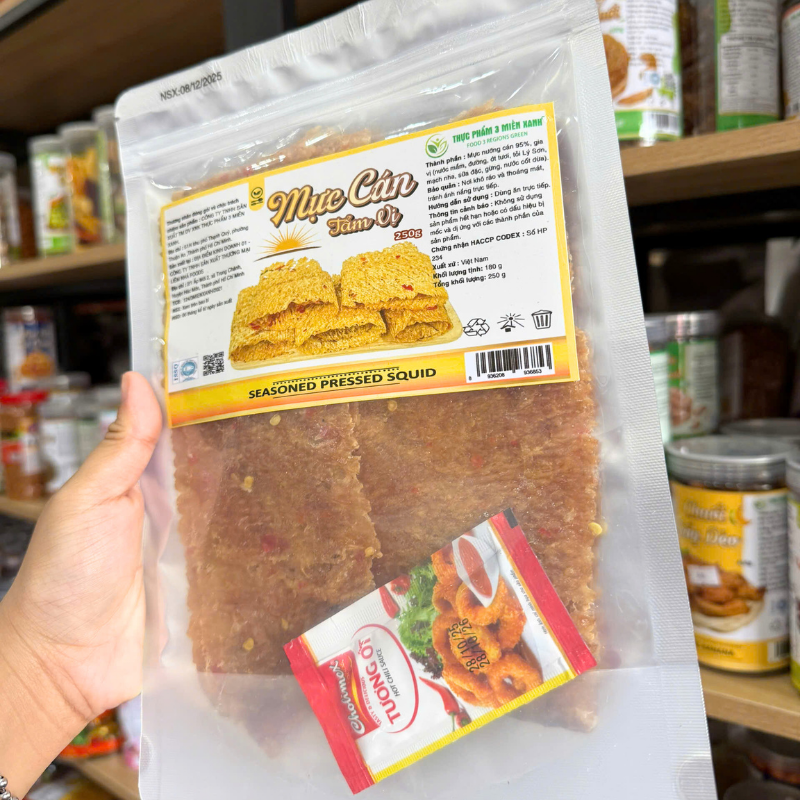 Mực Cán Tẩm Vị 250g - Túi Zip Bạc Mực Cán Tẩm Vị 250g - Túi Zip Bạc