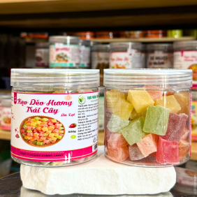 Kẹo Dẻo Vuông Hương Trái Cây (Kẹo Dẻo Đà Lạt) Mini 300g - Hộp Pet - KDVHTCMHP300G