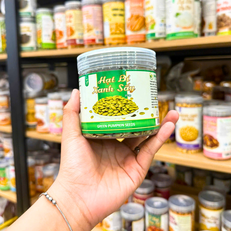 Nhân Bí Xanh Sấy Mini 250g - Hũ Pet Nhân Bí Xanh Sấy Mini 250g - Hũ Pet