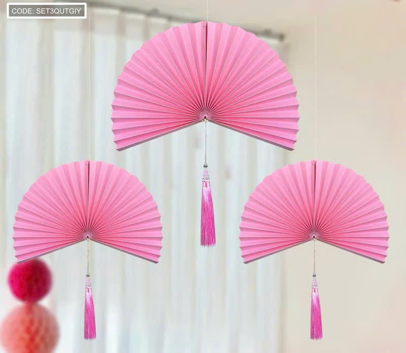 SET 3 QUẠT GIẤY có dây treo SET 3 QUẠT GIẤY có dây treo