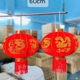 2 LỒNG ĐÈN NHUNG KẺ TẾT 60CM(Giá 2 cái) - 2LNGNNHUN