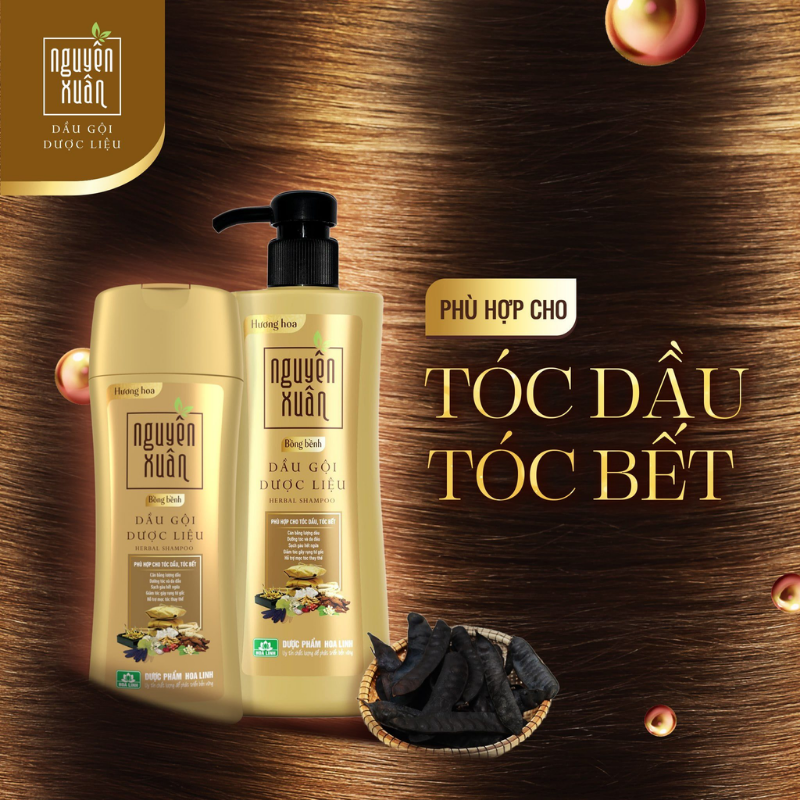 Mua sỉ dầu Gội Dược Liệu Nguyên Xuân Cho Tóc Dầu Bết 450ml - Chai Vàng Đậm