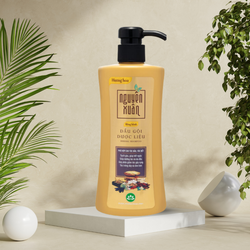 Mua sỉ dầu Gội Dược Liệu Nguyên Xuân Cho Tóc Dầu Bết 450ml - Chai Vàng Đậm