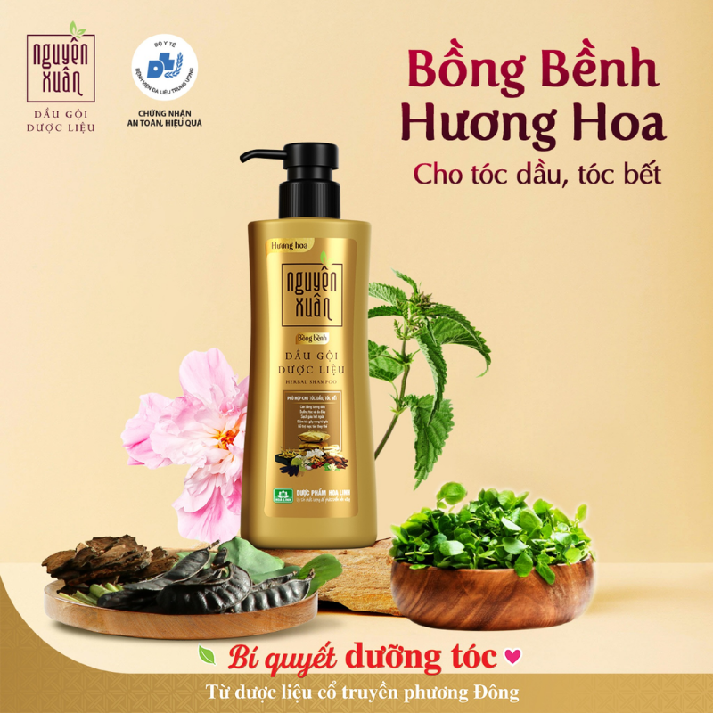 Mua sỉ dầu Gội Dược Liệu Nguyên Xuân Cho Tóc Dầu Bết 450ml - Chai Vàng Đậm