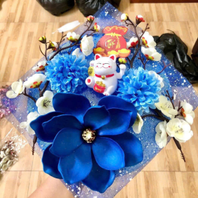 Set Phụ Kiện Trang Trí Hoa Mộc Lan Đào Cổ Tượng - Mẹt Tre Hoa Treo Tường - Phên Tre Trang Trí Tết - MTTT05