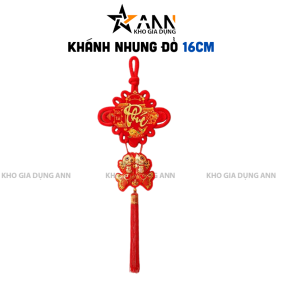 Khánh Nhung Đỏ Chữ Phúc 3D - Liễn Vuông Cá Chép Nhung Đỏ Trang Trí Tết - 16cm - TLN05