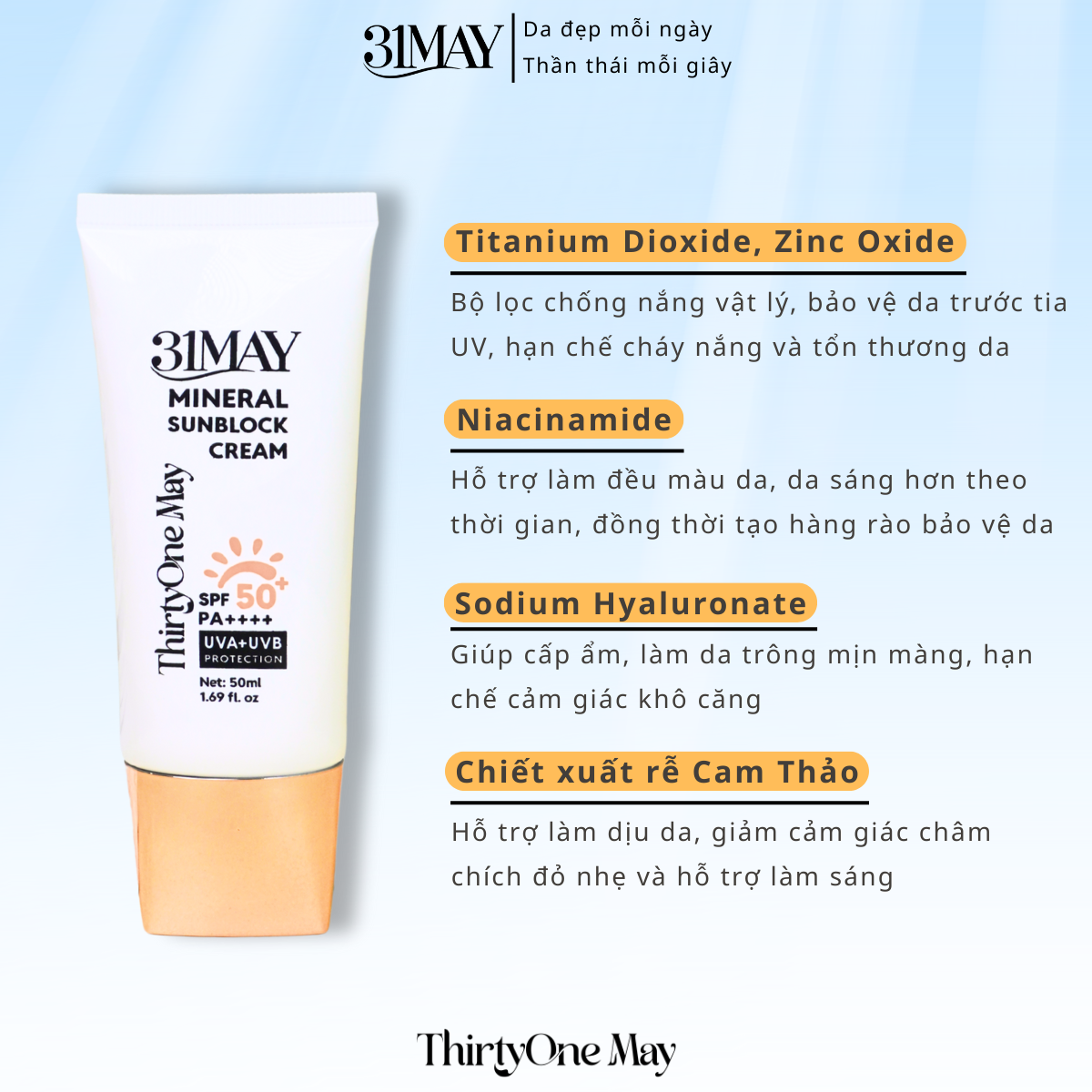27529_21231-24_20251206171021.png Kem Chống Nắng 31 May Mineral Sunblock Cream SPF50+ PA++++ 50ml - 8938562528132