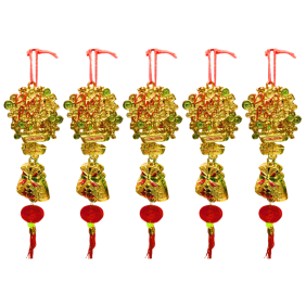 Túi 5 Dây Liễn Treo Túi Tiền Nơ Treo Cây Cảnh Trang Trí Tết - Móc Khóa Túi Thần Tài - TLN07