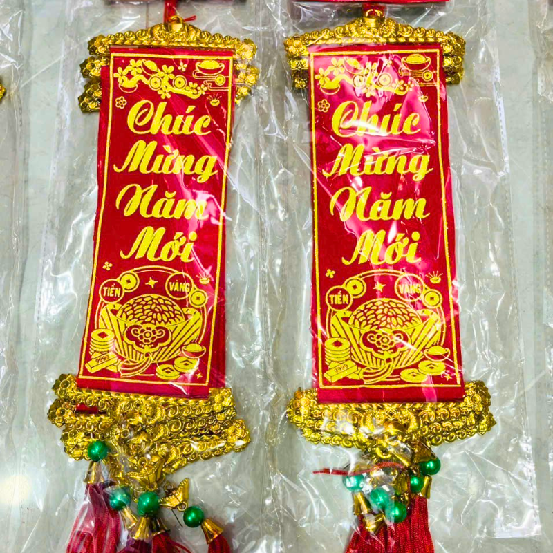 Set 5 Liễn Nhung Đỏ Trang Trí Tết - Liễn Câu Đối Đỏ Nhung Treo Cây Size Vừa Set 5 Liễn Nhung Đỏ Trang Trí Tết - Liễn Câu Đối Đỏ Nhung Treo Cây Size Vừa