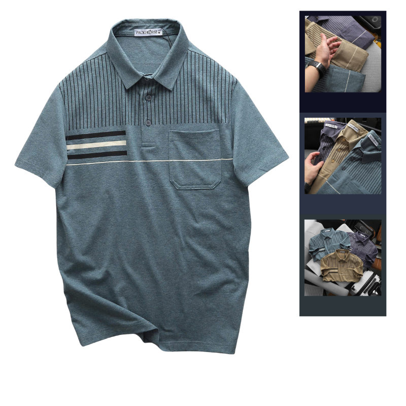 Kho sỉ áo Thun Nam Polo - Áo Thun Cổ Bẻ Nam Phối Sọc Có Túi Trước Ngực Sang Trọng Có Big Size Kho sỉ áo Thun Nam Polo - Áo Thun Cổ Bẻ Nam Phối Sọc Có Túi Trước Ngực Sang Trọng Có Big Size