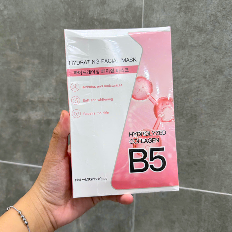 Hộp 10 Miếng Mặt Nạ B5 Hydrating Facial Mask Màu Hồng