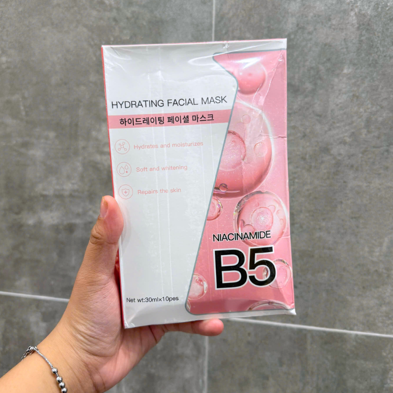 Hộp 10 Miếng Mặt Nạ B5 Hydrating Facial Mask Màu Hồng Cam