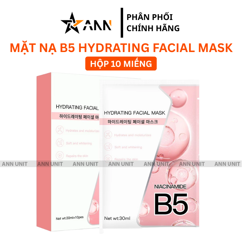 Hộp 10 Miếng Mặt Nạ B5 Hydrating Facial Mask Màu Hồng Cam