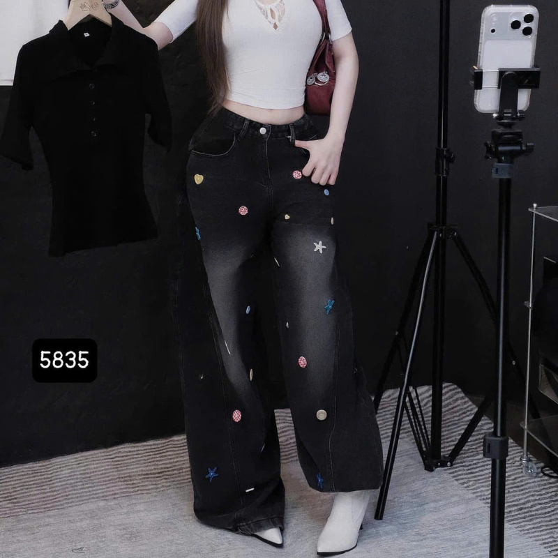27662_176_20251215170231.png Quần Thụng Jeans Nữ Thêu Ngôi Sao Vải Dày Mềm Không Co Giãn - QG298