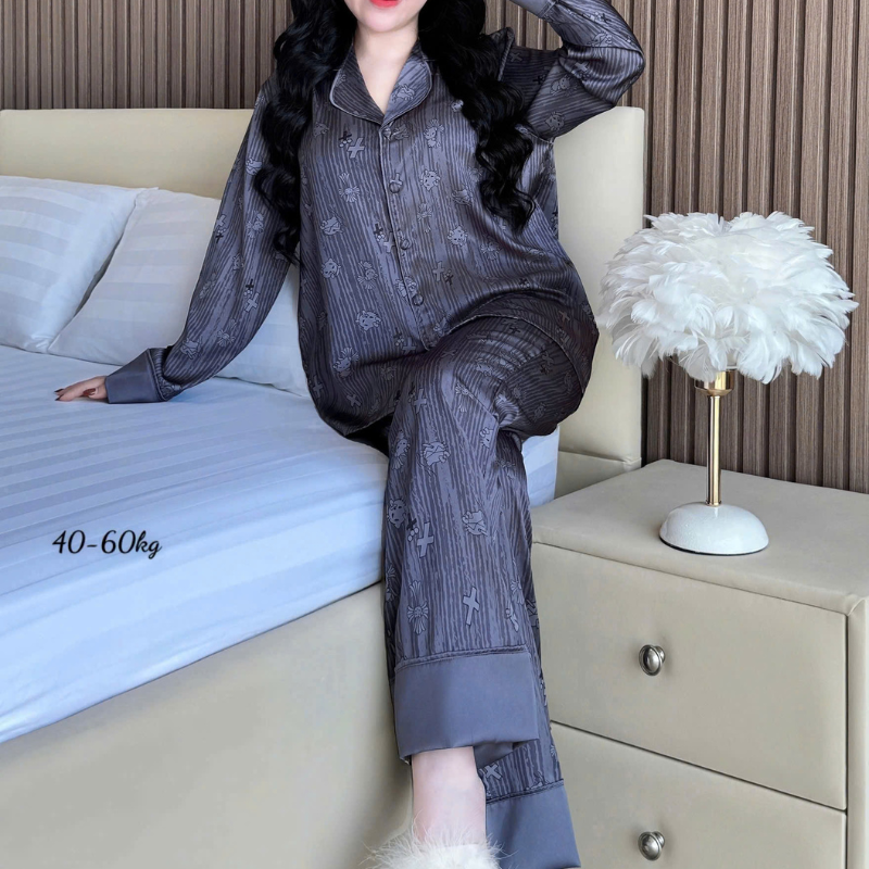 Giá sỉ đồ Bộ Ngủ Nữ - Đồ Bộ Dài Họa Tiết Đơn Giản Mặc Mát Thoải Mái 40–60kg Giá sỉ đồ Bộ Ngủ Nữ - Đồ Bộ Dài Họa Tiết Đơn Giản Mặc Mát Thoải Mái 40–60kg