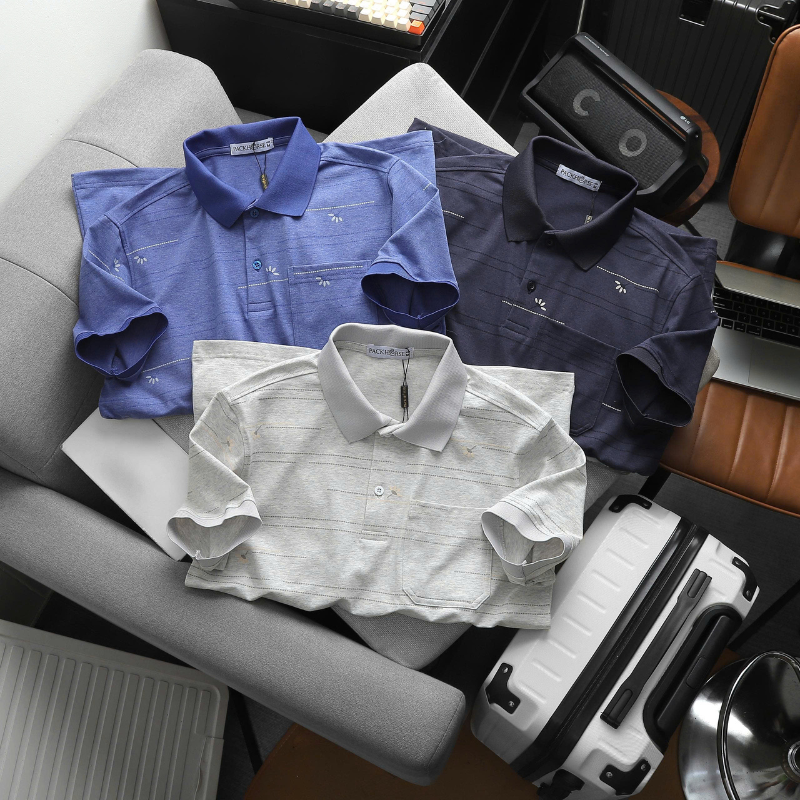 27681_14_20251217104112.png Áo Thun Nam Polo - Áo Thun Cổ Bẻ Nam Phối Sọc Hoa Túi Trước Ngực Sang Trọng Có Big Size - CS297